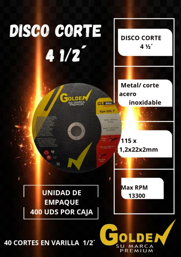 Disco de corte 41/2" GOLDEN