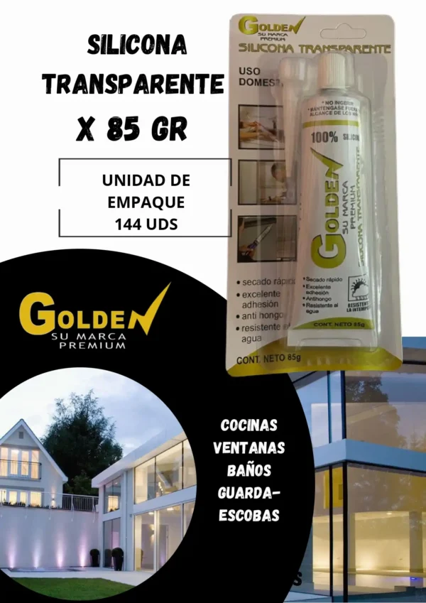 Silicona en Tubo transparente 85gr GOLDEN